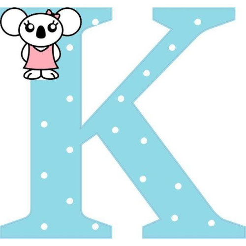 "K" betű matrica, világoskék