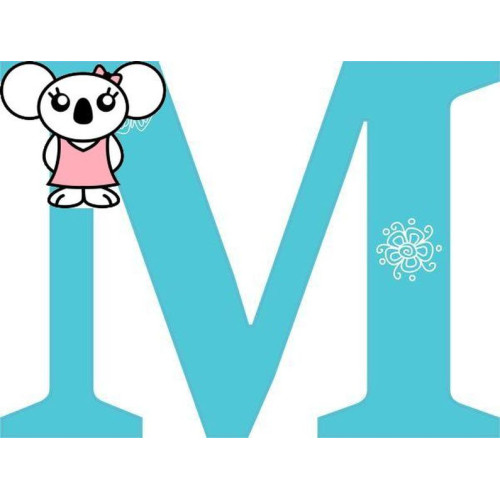 "M" betű matrica, türkiz