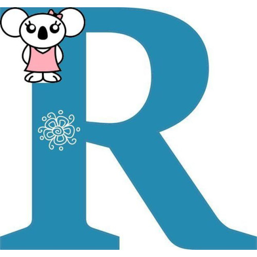 "R" betű matrica, kék