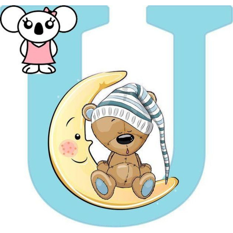 "U" betű matrica, világoskék