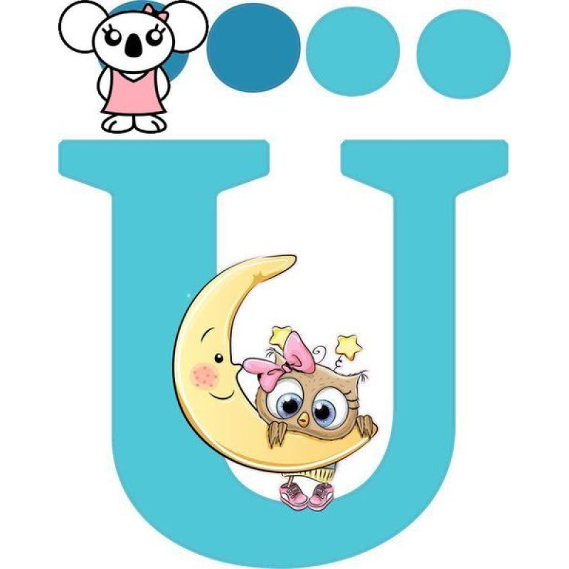 "Ü" betű matrica, türkiz