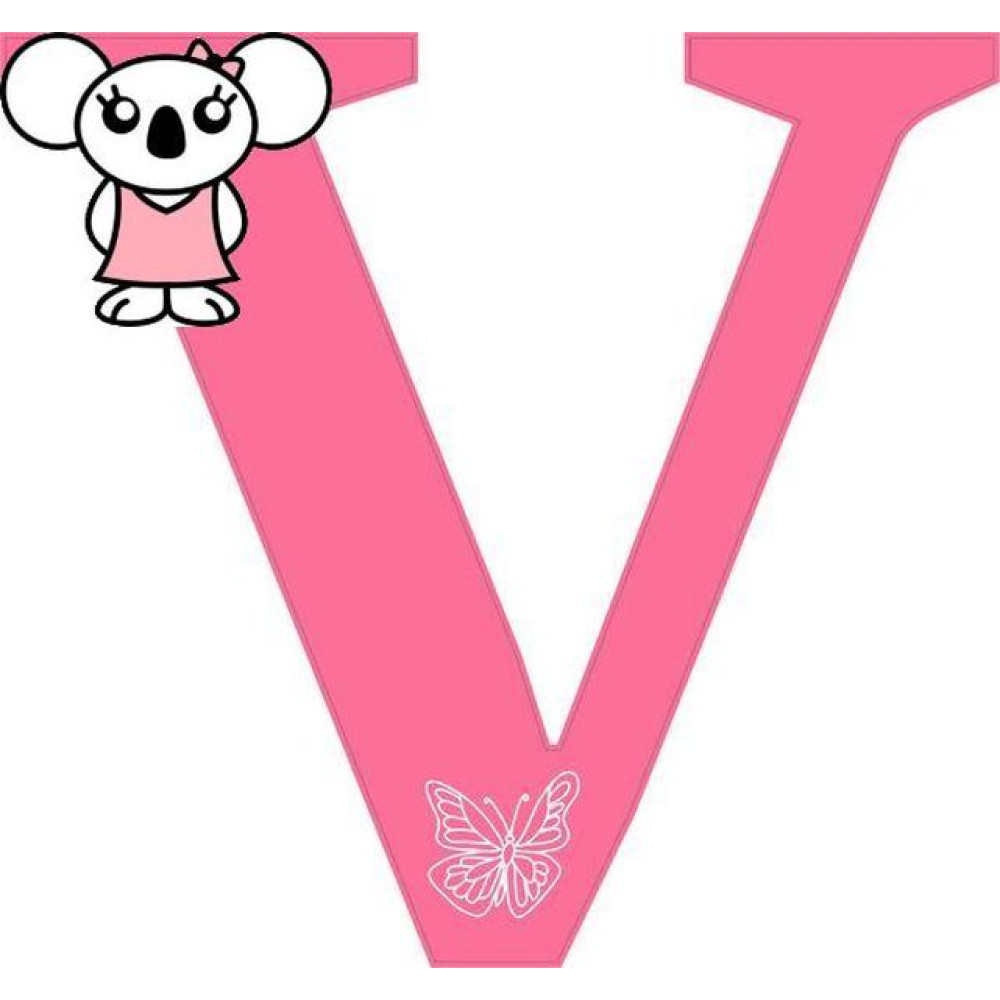 "V" betű matrica, pink