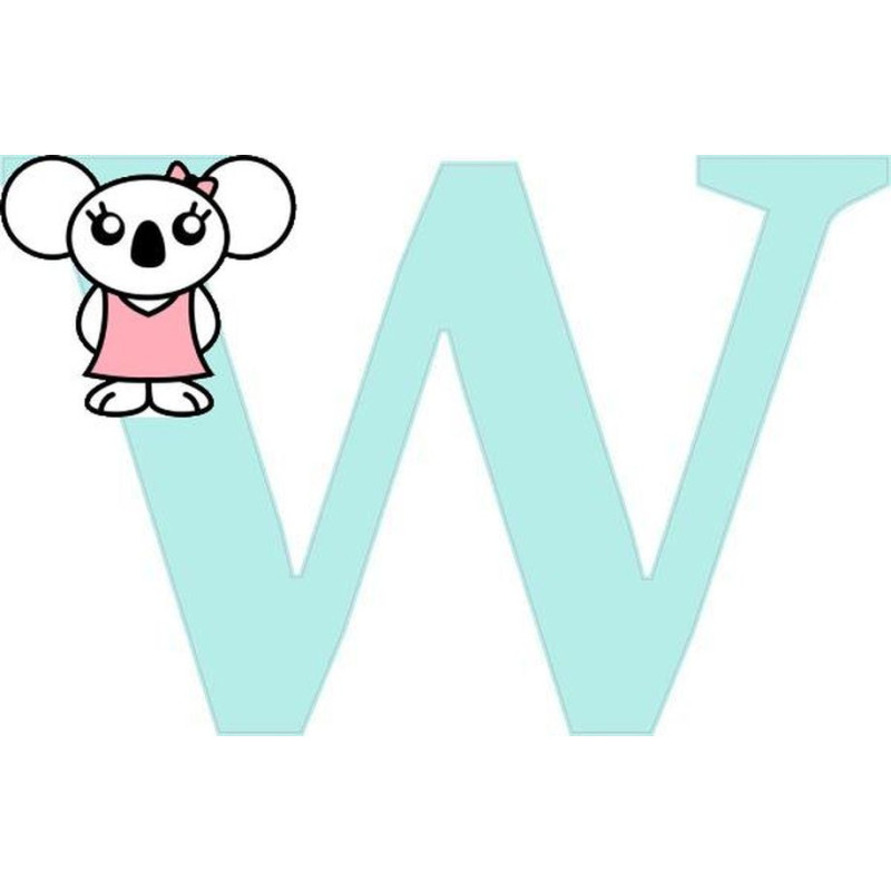 "W" betű matrica, világos menta