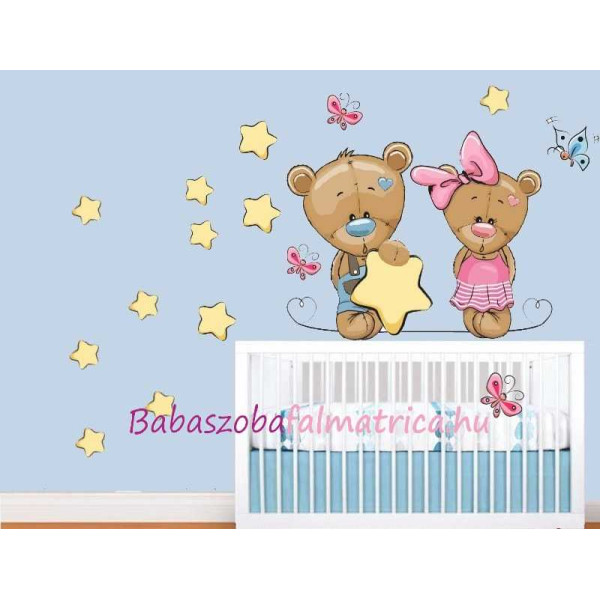Macipár csillagos babaszoba falmatrica Macipár csillagos babaszoba falmatrica