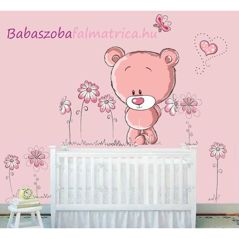 Maci virágokkal baba falmatrica