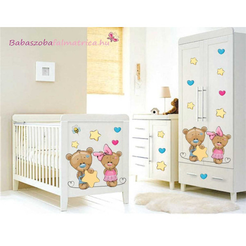 Macipár csillagos babaszoba falmatrica