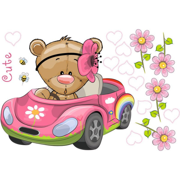 Teddy macis babaszoba falmatrica, autóban Teddy macis babaszoba falmatrica, autóban