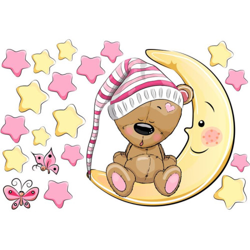 Maci sapkában, csillagokkal baba matrica