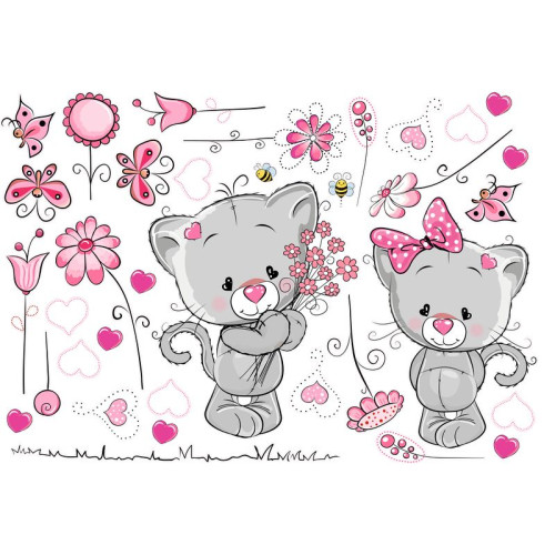 Szerelmes cica pár babaszoba falmatrica