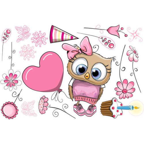 Lufis bagoly kislány gyerekszoba falmatrica