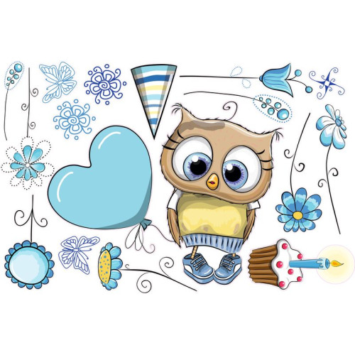 Kék bagoly kisfiú gyerek falmatrica
