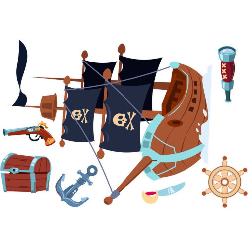 Kalózhajó faldekoráció