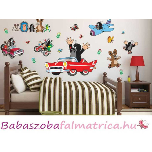 Kisvakond autós gyerekszoba falmatrica