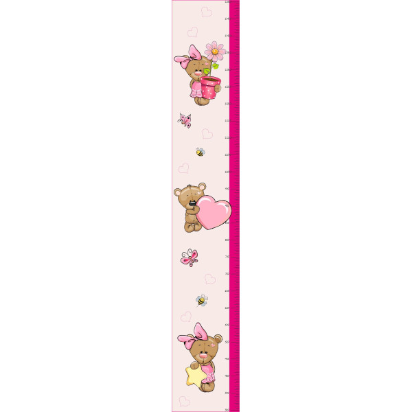 Maci kislány magasságmérő falmatrica, 120 cm Maci kislány magasságmérő falmatrica, 120 cm