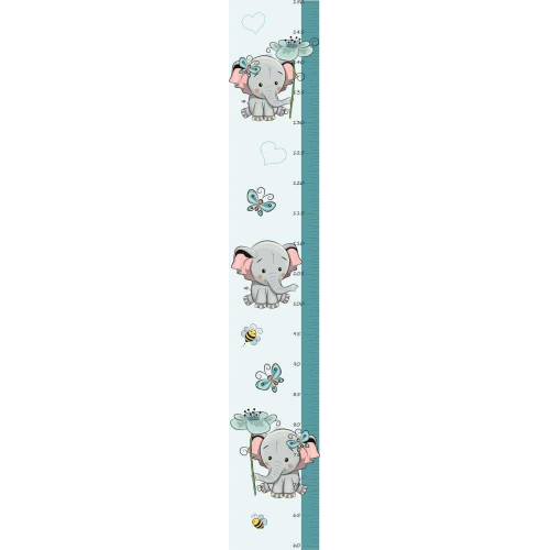 Elefánt kisfiú magasságmérő falmatrica, 120 cm